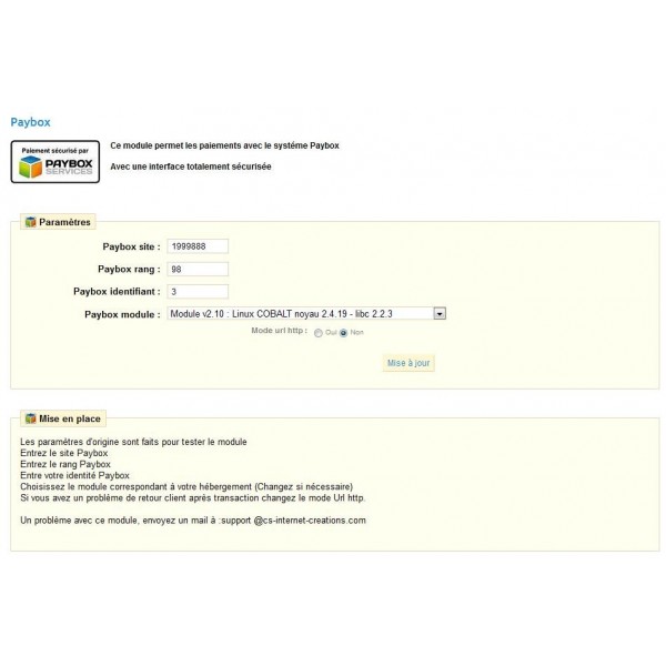 Module Prestashop Système Paybox