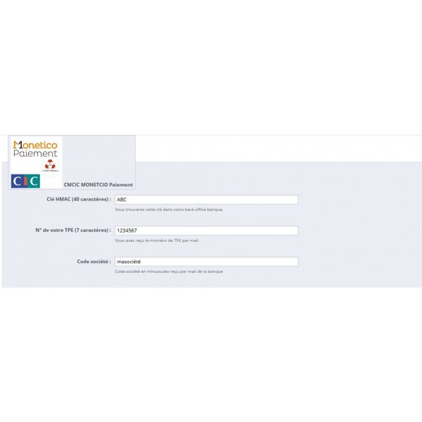 Pack de deux modules Prestashop CMCIC Monetico banque CIC avec installation